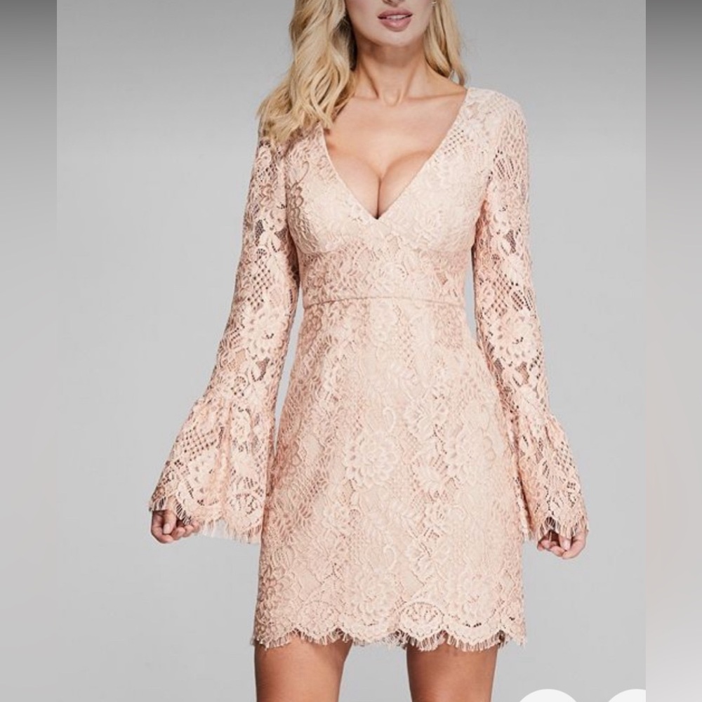 MARCIANO BLUSH LACE DRESS